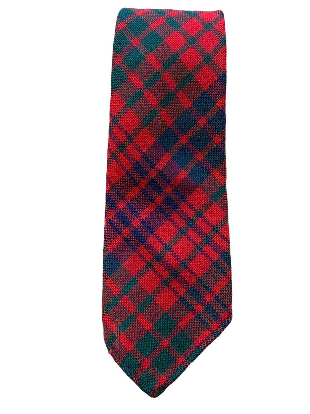 Lochcarron of Scotland 100% new wool tartan necktie red green blue plaid EUC